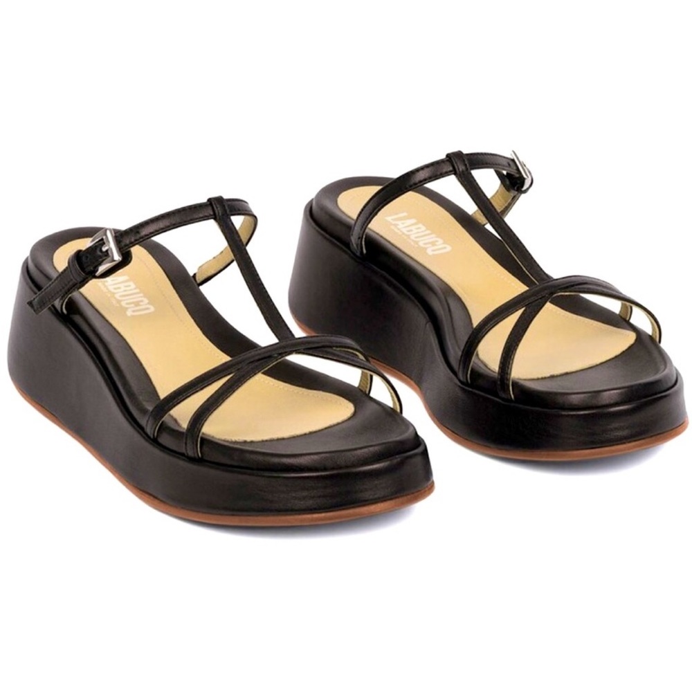 LABUCQ NEW Page Leather T-Strap Sandals Size 41 EU 10 US